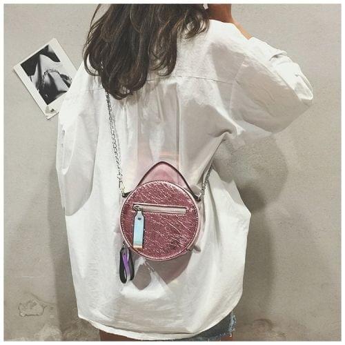 Round PU Leather Chain-strap Single Shoulder Bag Ladies Handbag Messenger Bag (Pink)