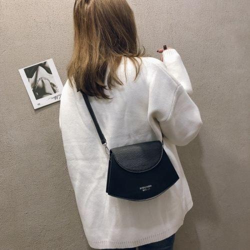 Arc Shape PU Leather Single Shoulder Bag Ladies Handbag Messenger Bag (Black)