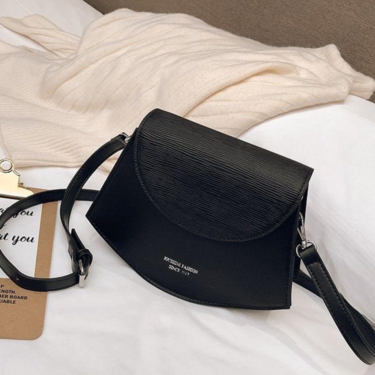 Arc Shape PU Leather Single Shoulder Bag Ladies Handbag Messenger Bag (Black)