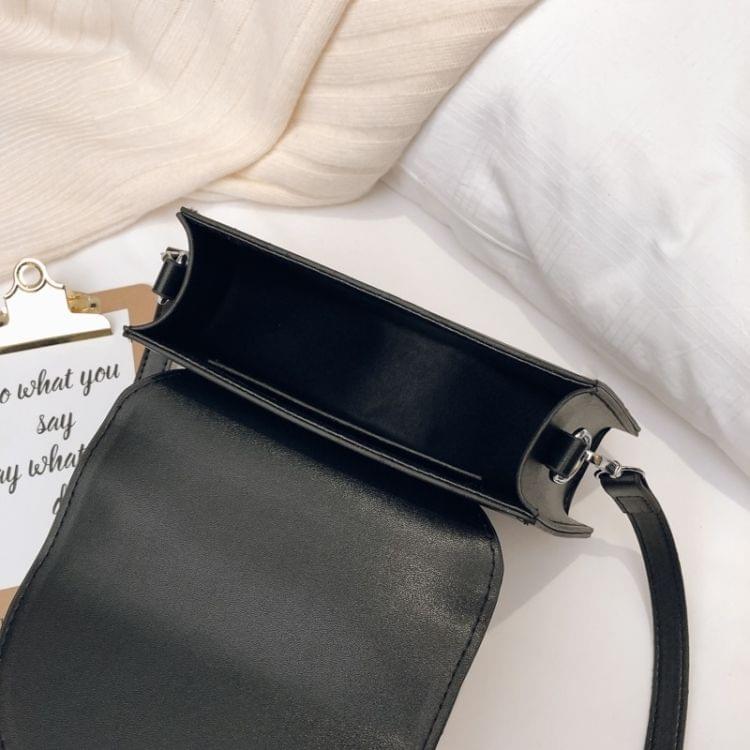 Arc Shape PU Leather Single Shoulder Bag Ladies Handbag Messenger Bag (Black)