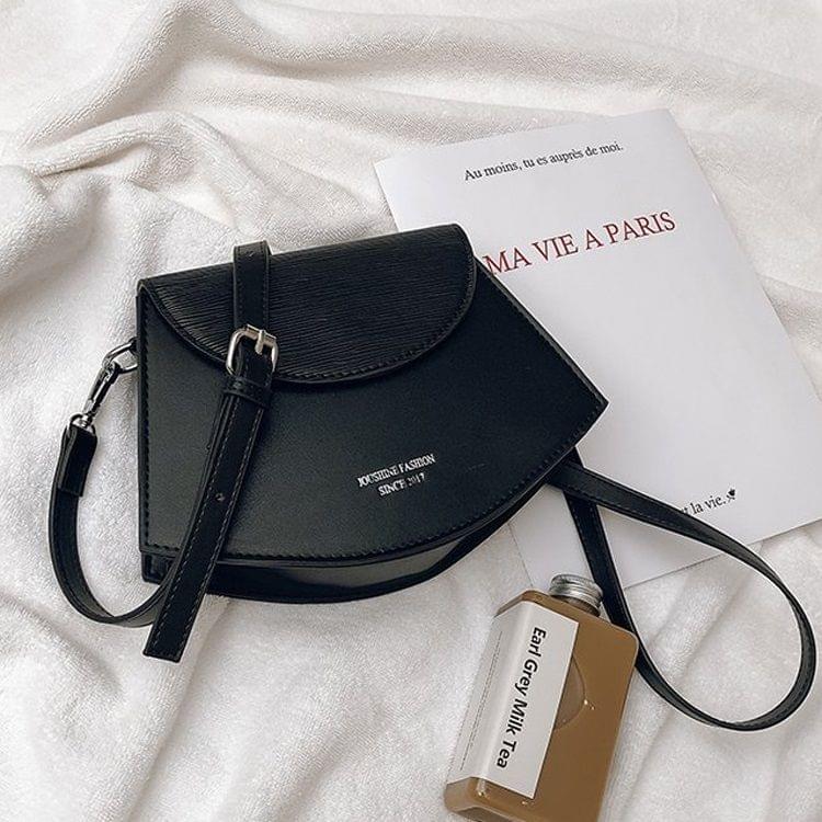 Arc Shape PU Leather Single Shoulder Bag Ladies Handbag Messenger Bag (Black)