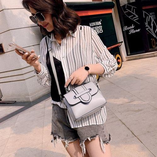 Leisure Fashion PU Leather Slant Shoulder Bag Handbag(Light Grey)