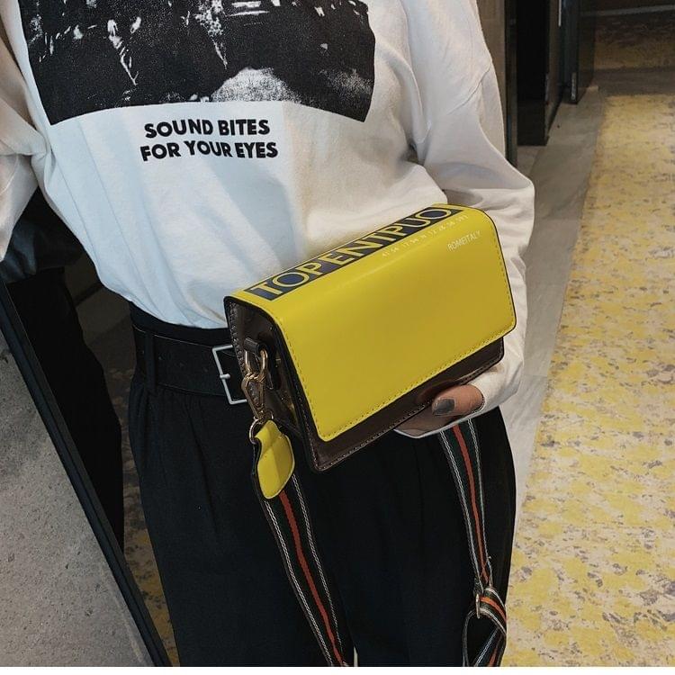 Fashion PU Shoulder Bag Square Bag Ladies Handbag Messenger Bag (Yellow)