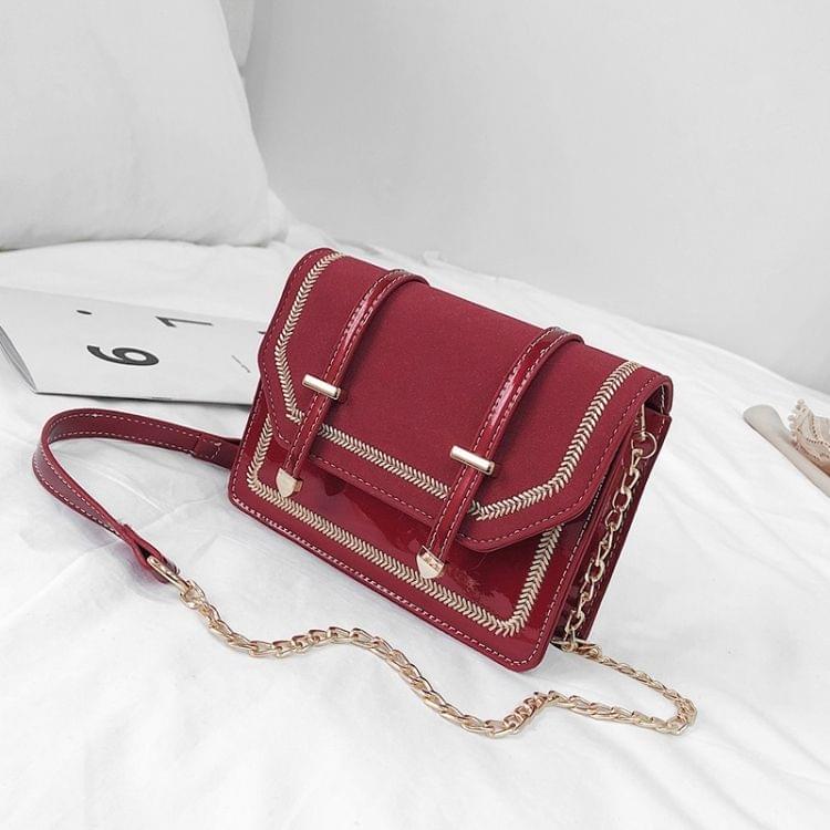 Matte PU Magnetic Buckle Single Shoulder Bag Small Square Bag Ladies Handbag Messenger Bag (Red)