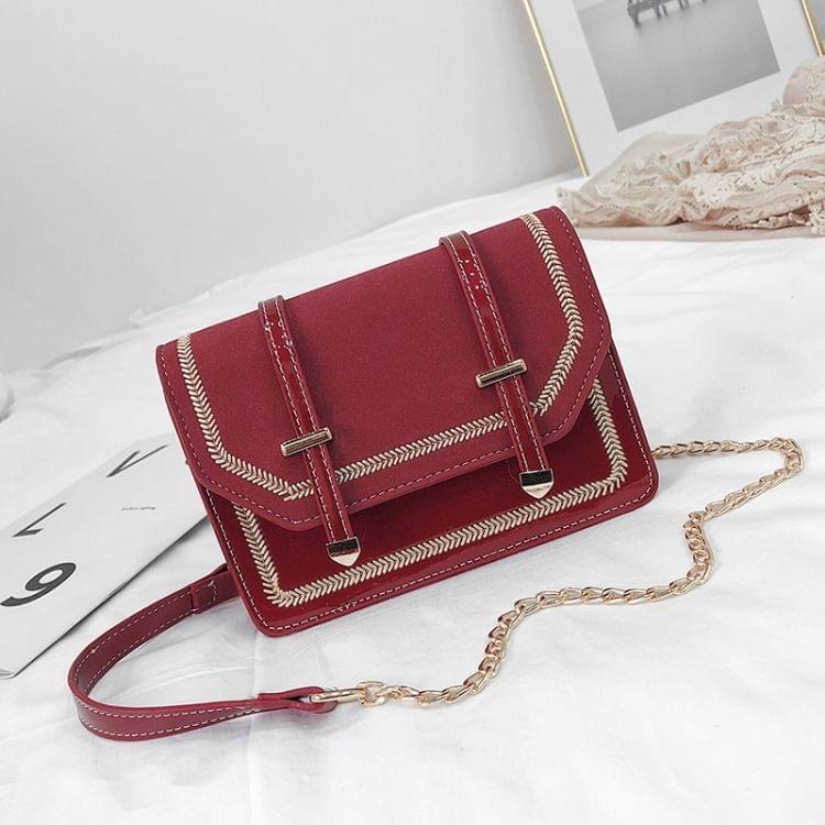 Matte PU Magnetic Buckle Single Shoulder Bag Small Square Bag Ladies Handbag Messenger Bag (Red)