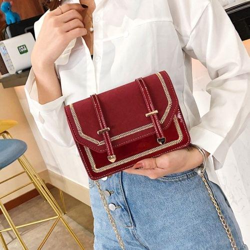 Matte PU Magnetic Buckle Single Shoulder Bag Small Square Bag Ladies Handbag Messenger Bag (Red)