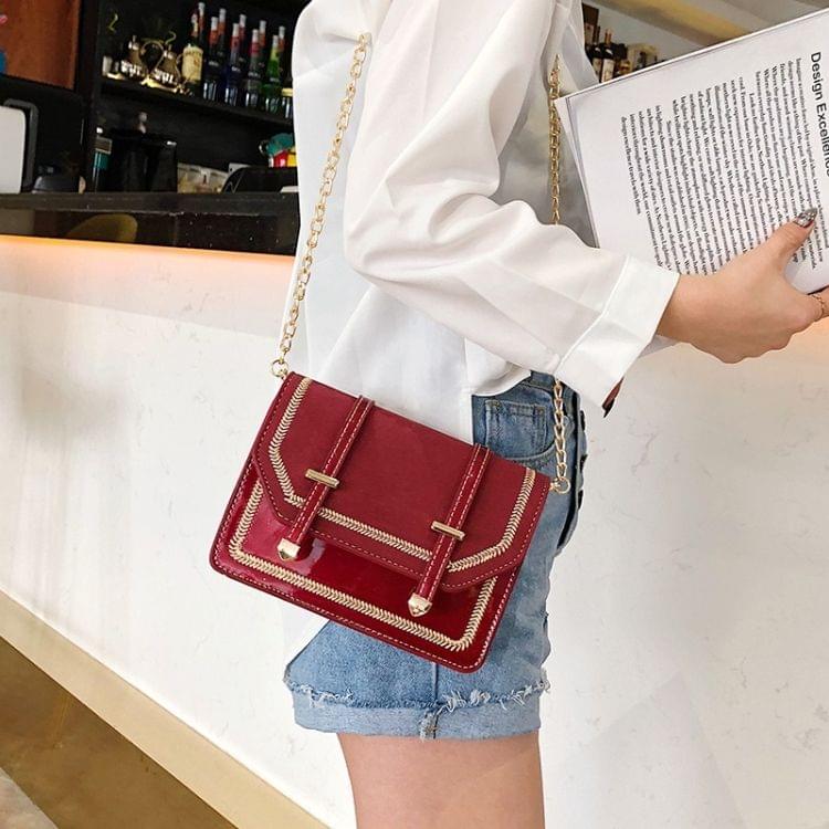 Matte PU Magnetic Buckle Single Shoulder Bag Small Square Bag Ladies Handbag Messenger Bag (Red)