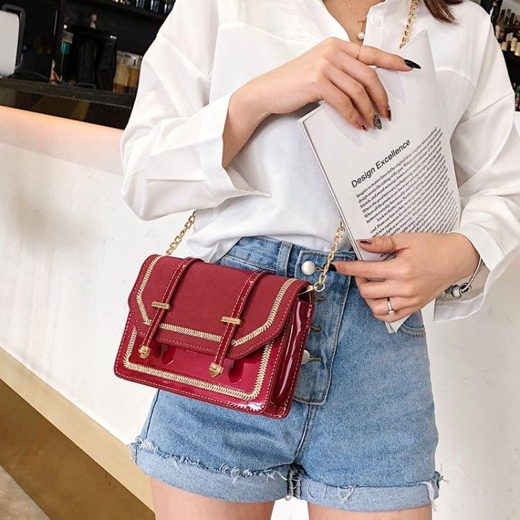 Matte PU Magnetic Buckle Single Shoulder Bag Small Square Bag Ladies Handbag Messenger Bag (Red)