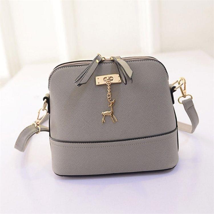 Women Shoulder Bags Messenger Bag Leather Small Shell Bag Crossbody Bag Deer Spliced Collision Color Bag(Rose red)