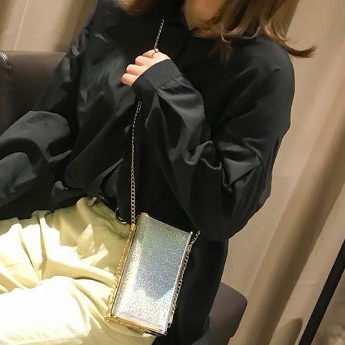 Metal Texture Small Bag PU Leather Single Shoulder Bag Cellphone Bag Messenger Bag (White)