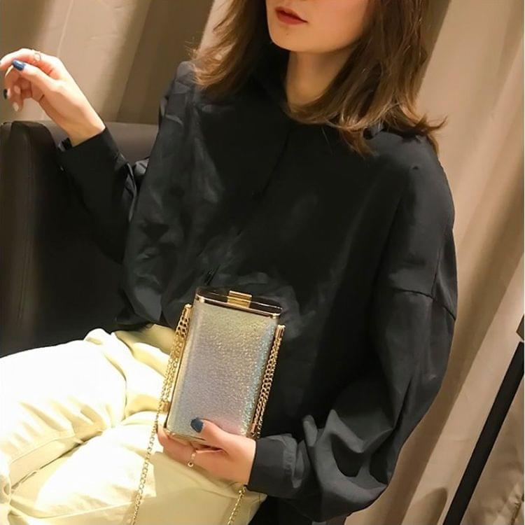 Metal Texture Small Bag PU Leather Single Shoulder Bag Cellphone Bag Messenger Bag (White)