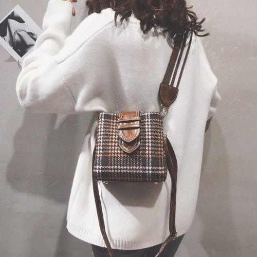 Retro Lattice Single Shoulder Bag Ladies Handbag Messenger Bag (Brown)