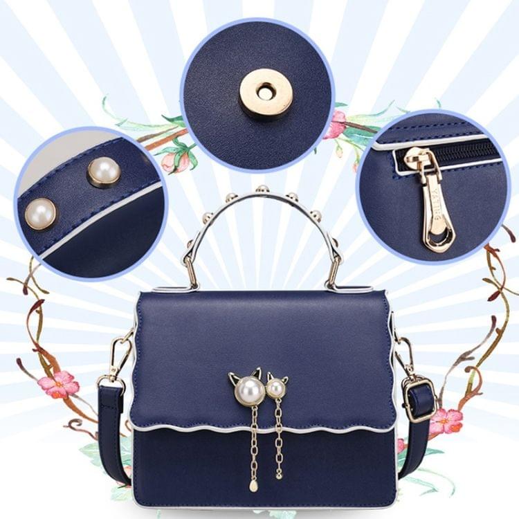 Pearl PU Leather Single Shoulder Bag Ladies Crossbody Handbag (White)