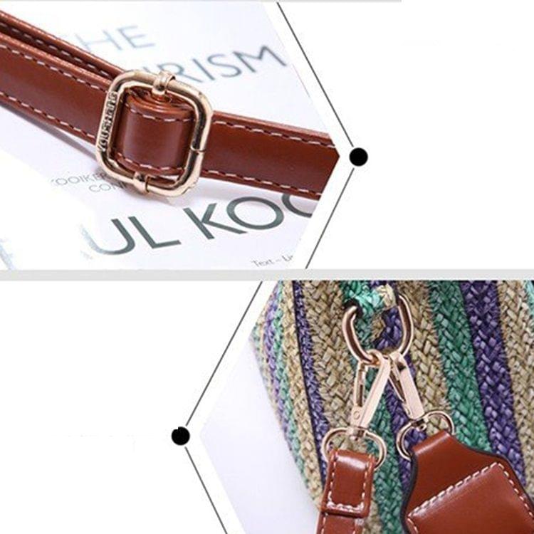 Woven Texture Double Strap Casual Shoulder Bag Ladies Handbag Messenger Bag (Black)