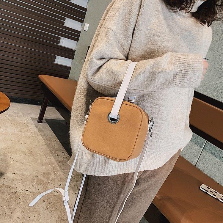 Square Bag Matte PU Leather Single Shoulder Bag Ladies Handbag Messenger Bag (Yellow)