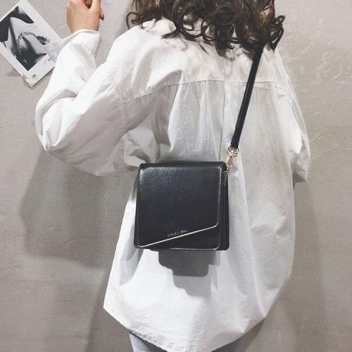 Magnetic Buckle Small Square Bag PU Leather Single Shoulder Bag Ladies Handbag Messenger Bag (Black)