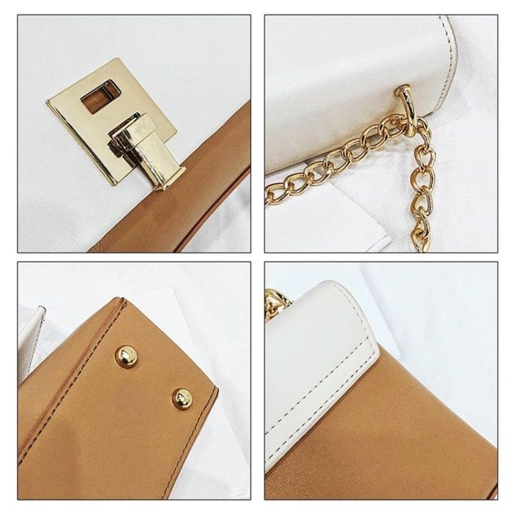 Lock Buckle Color Matching PU Leather Chain Single Shoulder Bag Ladies Handbag Messenger Bag (Red)