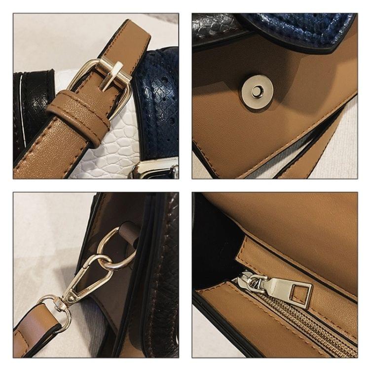 Crocodile Pattern Color Matching Belt Buckle PU Leather Single Shoulder Bag Ladies Handbag Messenger Bag (Pink)