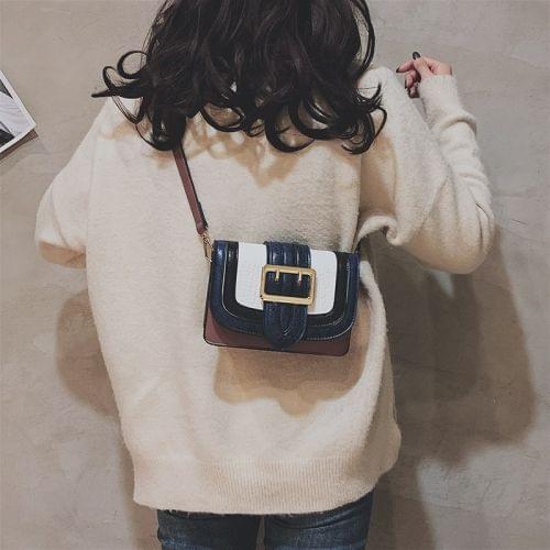 Crocodile Pattern Color Matching Belt Buckle PU Leather Single Shoulder Bag Ladies Handbag Messenger Bag (Pink)