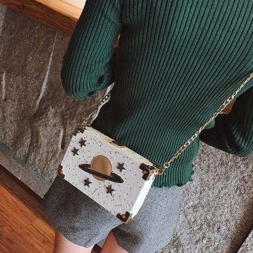 Interstellar Pattern Glitter Powder Box Small Square Bag Single Shoulder Bag Ladies Handbag Messenger Bag (Red)