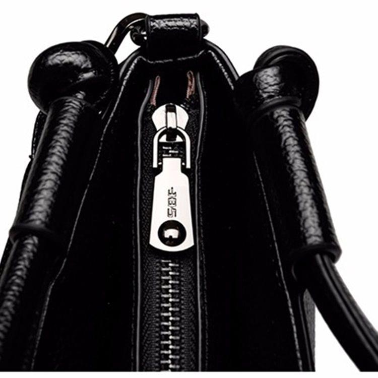 Snakeskin Texture PU Leather Casual Shoulder Bag Messenger Bag Ladies Handbag (Black)