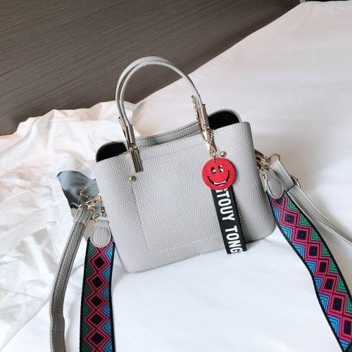Double-Shoulder Straps PU Leather Single Shoulder Bag Messenger Bag Ladies Handbag (Grey)