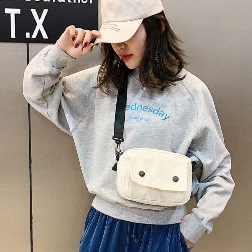 Words Pattern Cavans Single Shoulder Bag Ladies Handbag Messenger Bag (White)