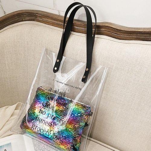 Sequin Inner Bag Clear PC Single Shoulder Bag Ladies Handbag (Colour)