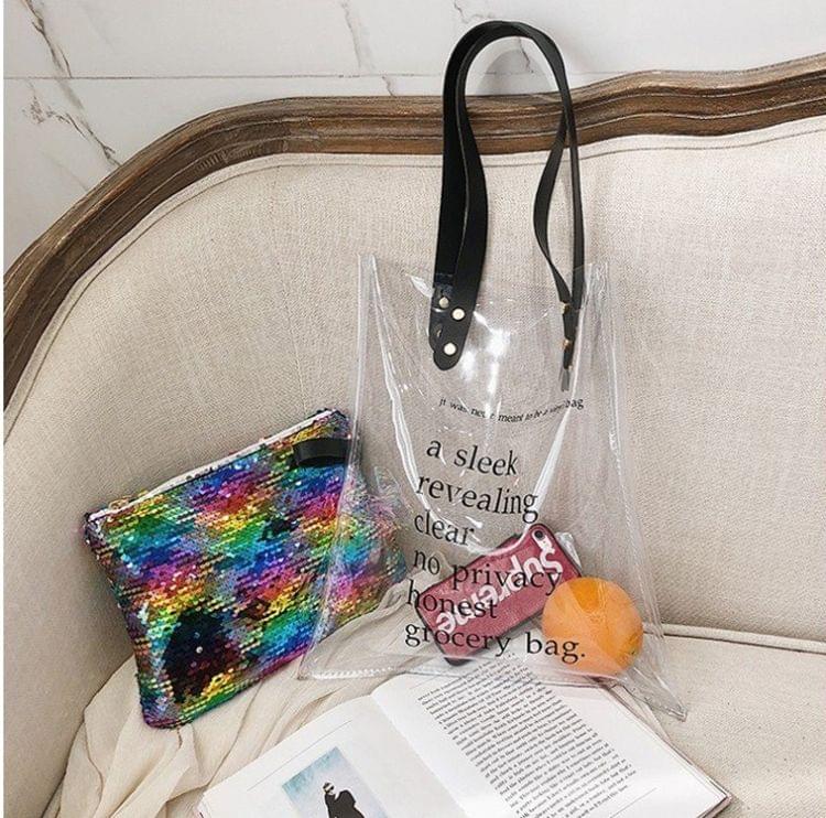 Sequin Inner Bag Clear PC Single Shoulder Bag Ladies Handbag (Colour)