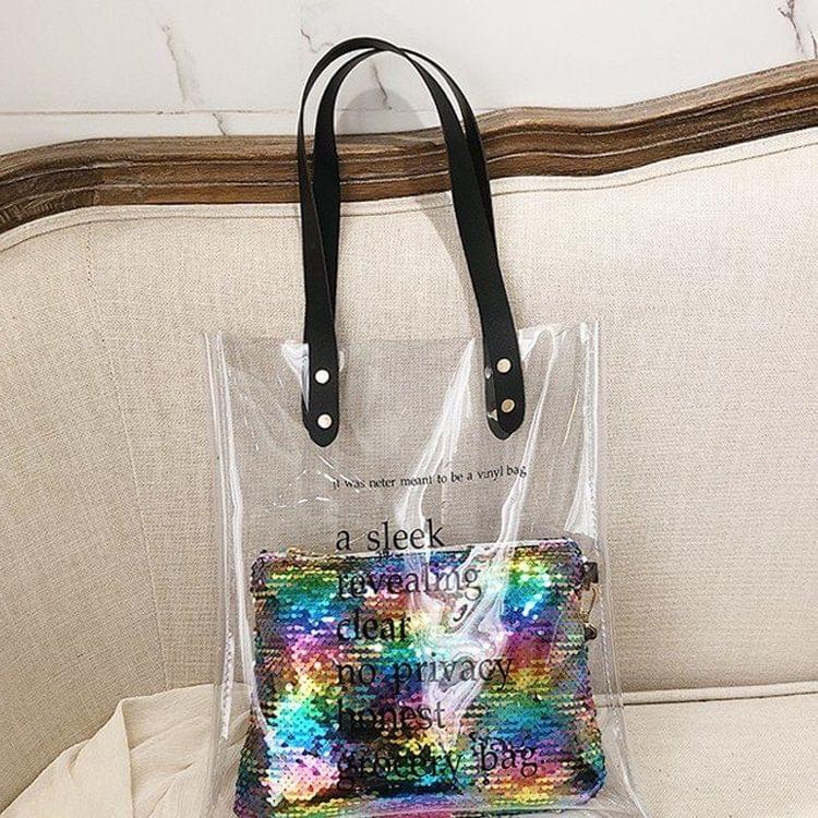 Sequin Inner Bag Clear PC Single Shoulder Bag Ladies Handbag (Colour)