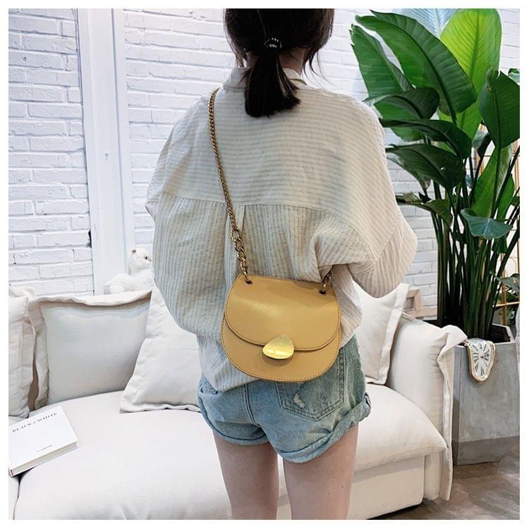 Magnetic Buckle PU Leather Chain Single Shoulder Bag Ladies Handbag Messenger Bag (Brown)