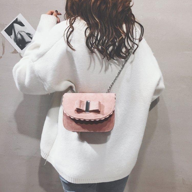 Suede Surface PU Leather Shoulder Bag Ladies Handbag Messenger Bag (Pink)