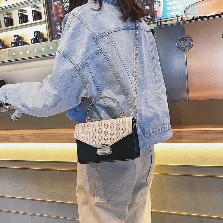 Metal Handle PU Single Shoulder Bag Ladies Handbag Messenger Bag (Black)