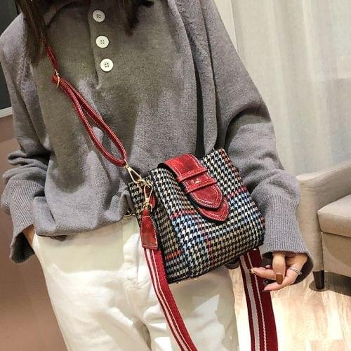 Retro Lattice Single Shoulder Bag Ladies Handbag Messenger Bag (Red)