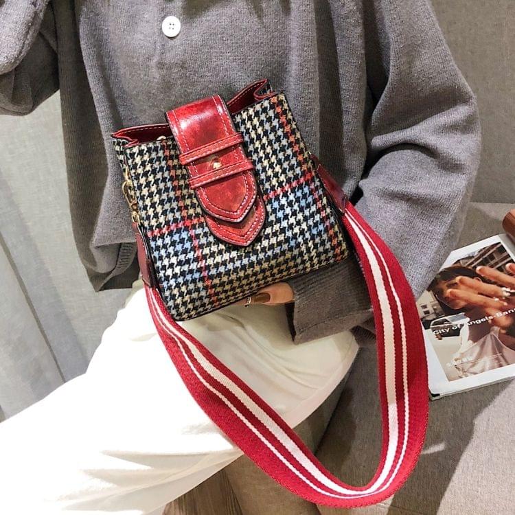 Retro Lattice Single Shoulder Bag Ladies Handbag Messenger Bag (Red)