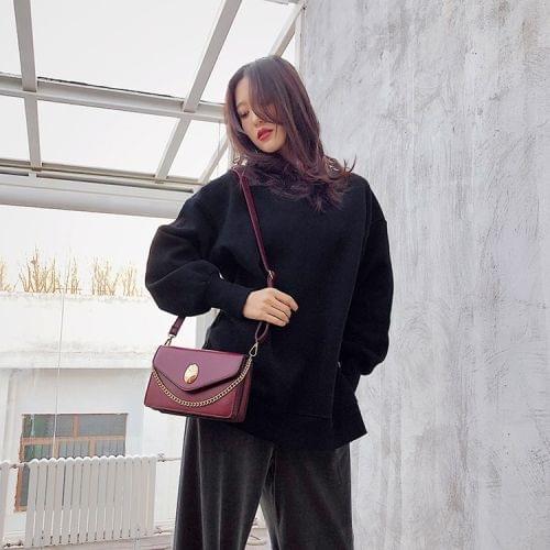 Oval Buckle PU Leather Single Shoulder Bag Ladies Handbag Messenger Bag (Red)