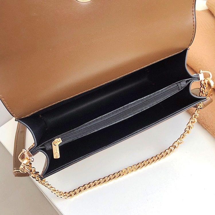 Oval Buckle PU Leather Single Shoulder Bag Ladies Handbag Messenger Bag (Red)