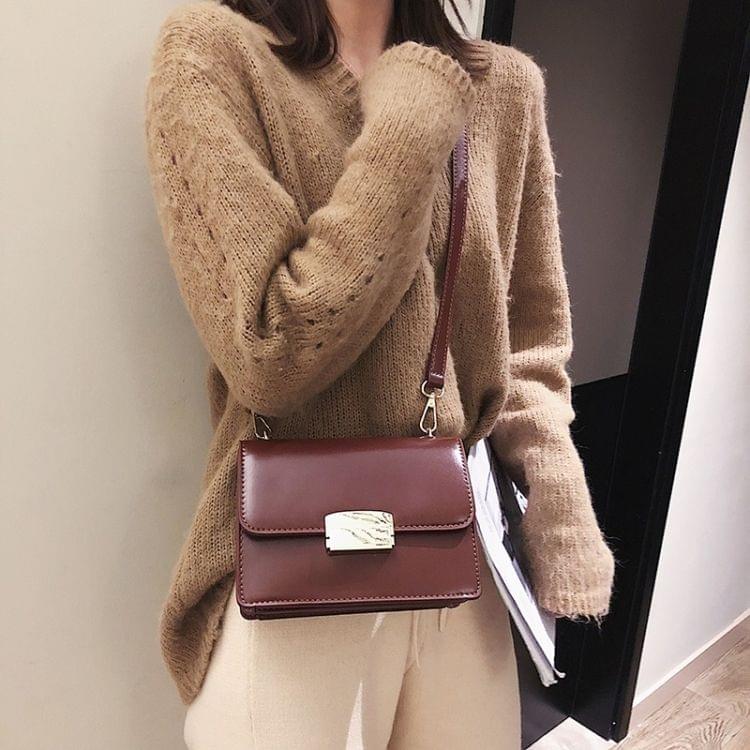 Double Layer Casual PU Shoulder Bag Square Bag Ladies Handbag Messenger Bag (Red)
