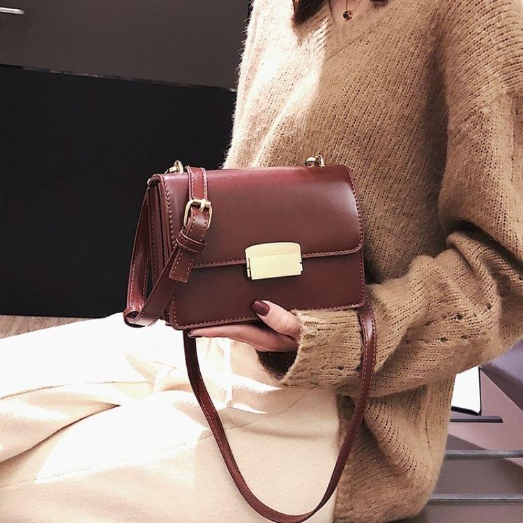 Double Layer Casual PU Shoulder Bag Square Bag Ladies Handbag Messenger Bag (Red)