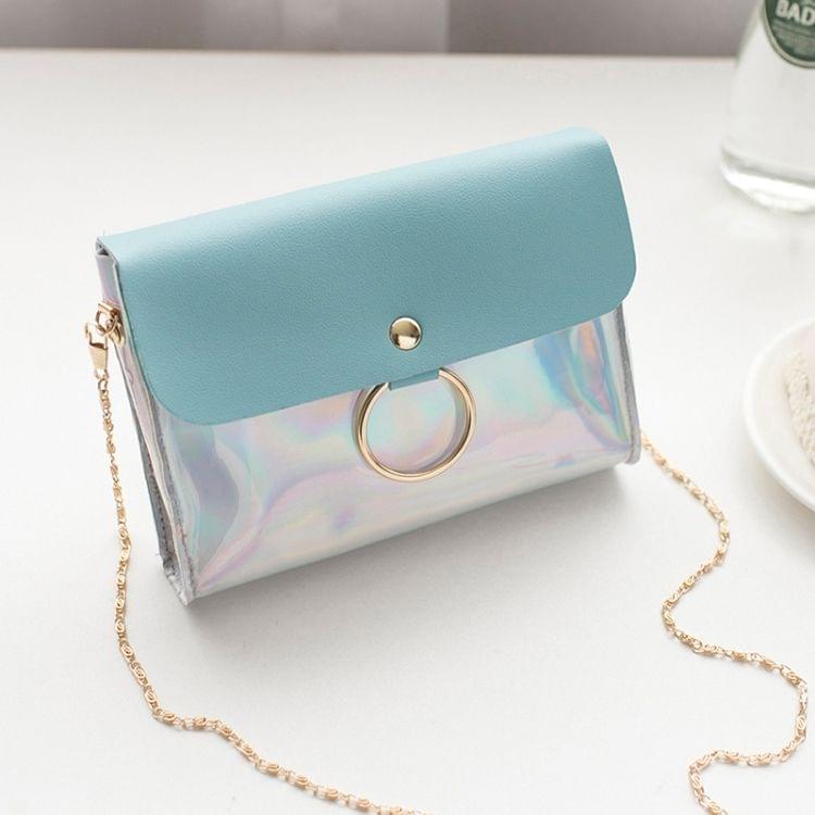 Laser Crossbody Bag For Women Chain Mini Shoulder Bag Circle Small Messenger Bag Womens Handbags Purses Evening Clutch Bags(Gray)