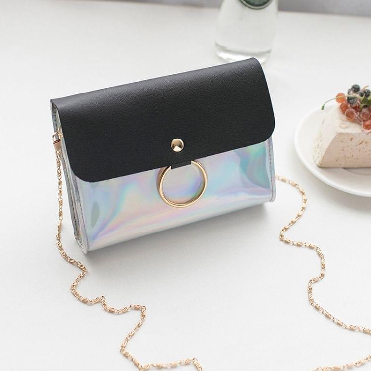 Laser Crossbody Bag For Women Chain Mini Shoulder Bag Circle Small Messenger Bag Womens Handbags Purses Evening Clutch Bags(Gray)