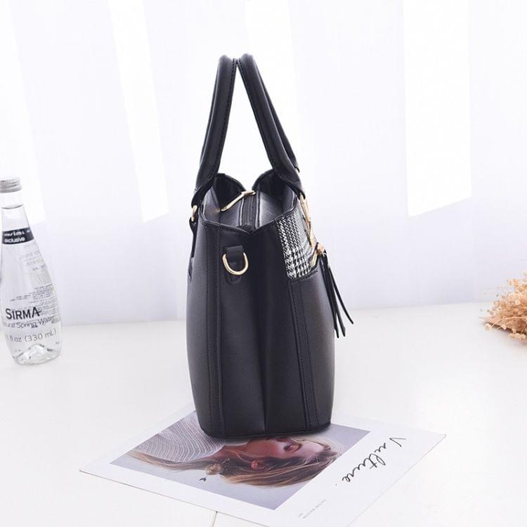 Stitching Plaid Leisure Fashion PU Slant Shoulder Bag Handbag(Grey)