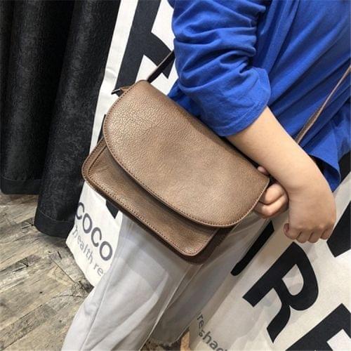 PU Leather Single Shoulder Crossbody Bag Handbag (Khaki)