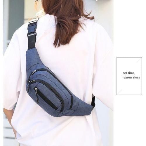 Pure Color Multi-function Pockets Waterproof Chest Bag Waist Sports Bag (Blue)