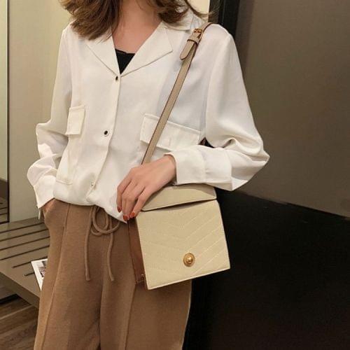 Matte PU Leather Single Shoulder Bag Ladies Handbag Messenger Bag (Beige)