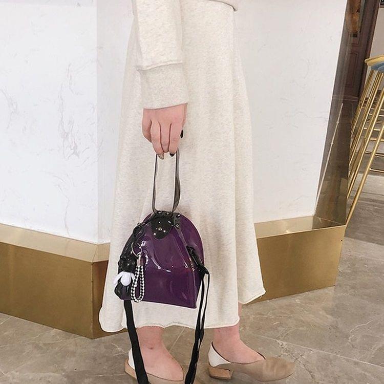 Cone Shaped Clear Single Shoulder Bag Ladies Handbag Messenger Bag (Purple)