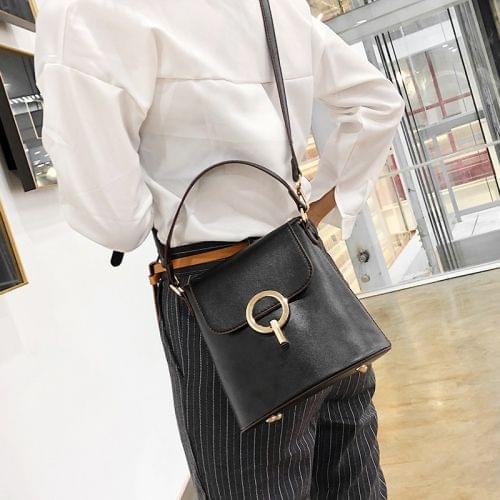 Fahion Bucket Bag Single Shoulder Bag Ladies Messenger Bag Handbag (Black)