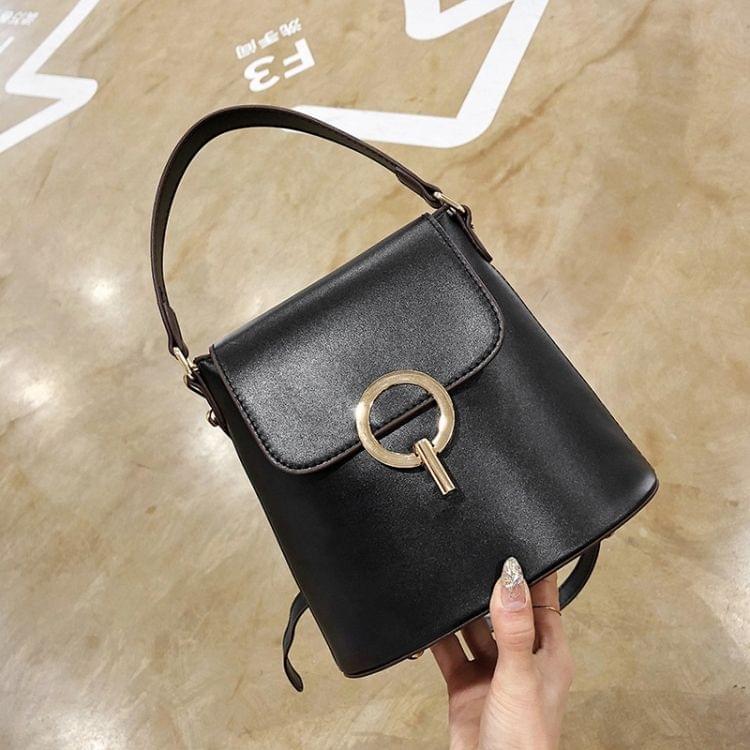 Fahion Bucket Bag Single Shoulder Bag Ladies Messenger Bag Handbag (Black)