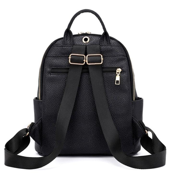 Embroidered Flying Insect Love Flower PU Leather Double Shoulders School Bag Travel Backpack Bag (Flower)