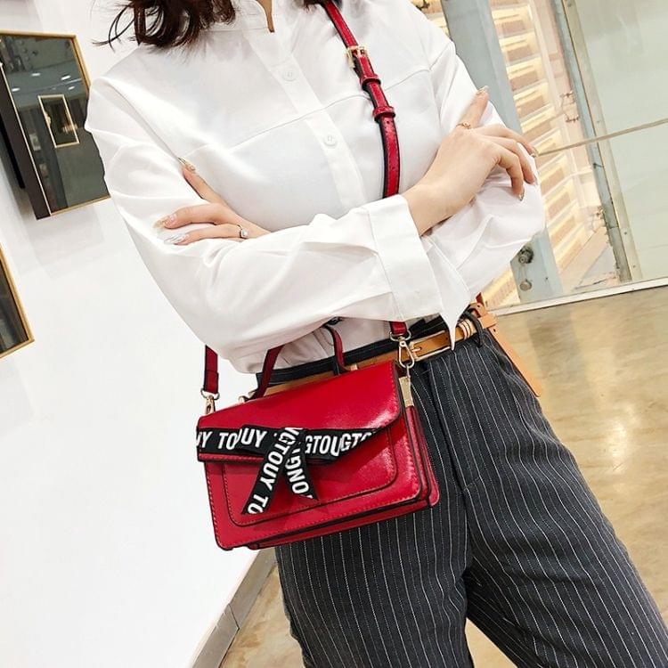 Fashion Shoulder Bag Letter Bow Small Square Bag Ladies Messenger Bag Handbag (Red)